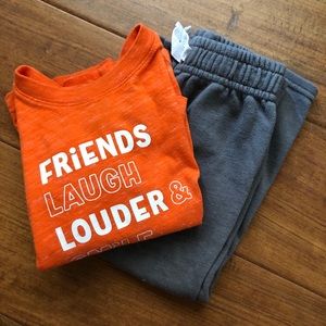 Toddler Boys Orange and Gray Outfit